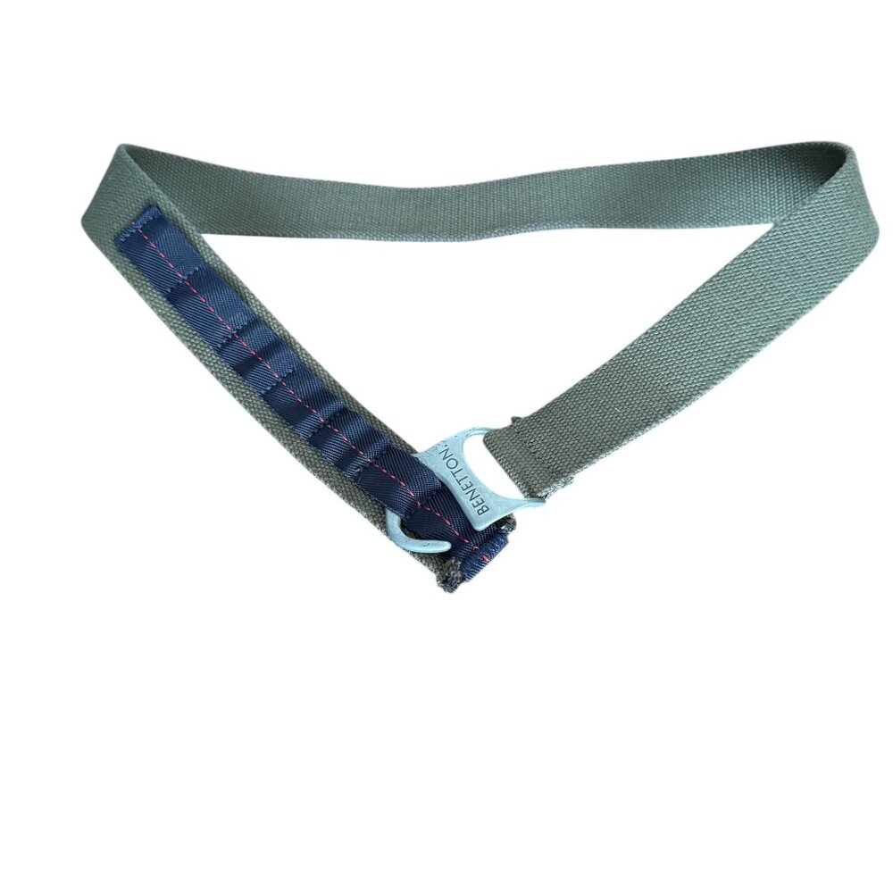United Colors Of Benetton Olive Canvas Belt Metal Hook Buckle 39" Adjustable - Picture 7 of 13